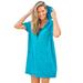 Plus Size Women's Hooded Terry Swim Cover Up by Swim 365 in Blue Sea (Size 14/16) Swimsuit Cover Up