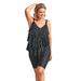 Plus Size Women's Longer-Length Tiered-Ruffle Tankini Top by Swim 365 in Black Dots (Size 30)