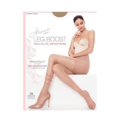 Plus Size Women's Silk Reflections Leg Boost Cellulite Smoothing Hosiery by Hanes in Bare (Size C/D)