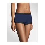 Plus Size Women's Microfiber and Lace Boyshort by Maidenform in Navy Black (Size 9)