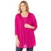 Plus Size Women's Shadow Stripe Cardigan by Catherines in Deep Tango Pink (Size 0X)