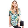 Plus Size Women's Tropical Wish Open-Shoulder Tee by Catherines in Green Tropical (Size 1X)