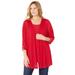 Plus Size Women's Shadow Stripe Cardigan by Catherines in Classic Red (Size 3X)