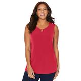 Plus Size Women's Crisscross Timeless Tunic Tank by Catherines in Red (Size 2XWP)