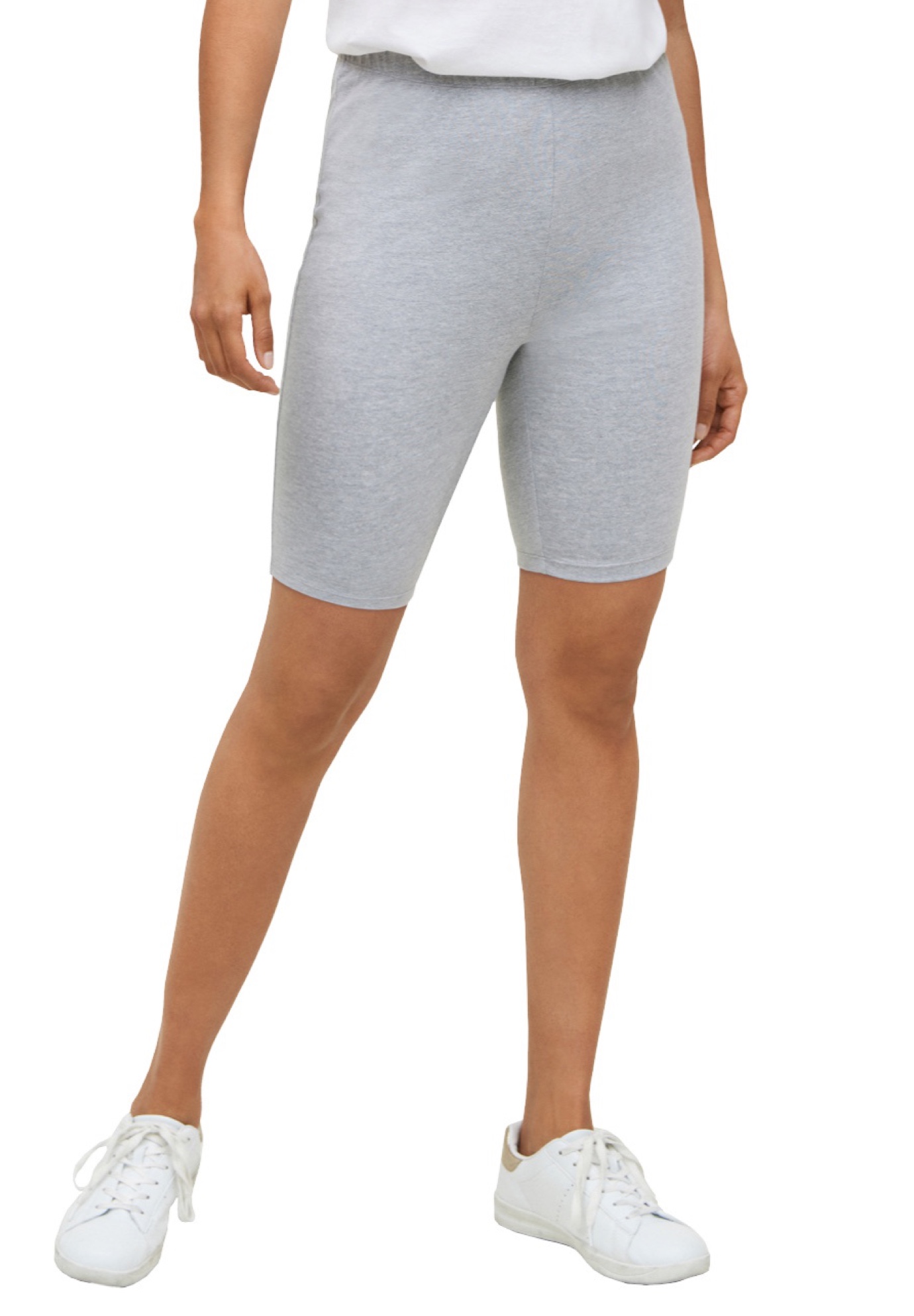 Plus Size Women's Stretch Knit Bike Shorts by ellos in Heather Grey (Size 42/44)