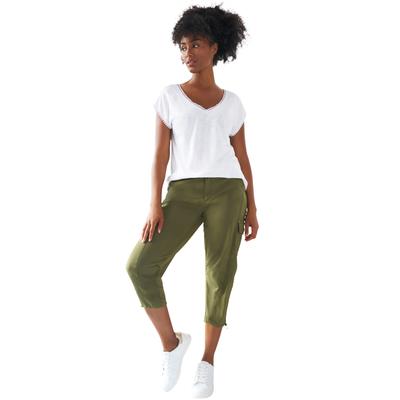Plus Size Women's Stretch Cargo Capris by ellos in Dark Basil (Size 22)