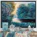 East Urban Home Warm Sunshine Reflection Over Summer Forest River I - Floater Frame Print on Canvas Metal in Blue/Green | Wayfair