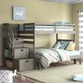 Lark Manor™ Ahmia Twin Over Full Solid Wood Standard Bunk Bed Wood in Gray/Brown | 62 H x 57 W x 103 D in | Wayfair
