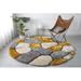 Gray/White 84 x 0.98 in Area Rug - Orren Ellis Thionville Abstract Shag Mustard/Gray/Beige Area Rug Polyester | 84 W x 0.98 D in | Wayfair