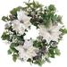 The Holiday Aisle® 24" Silk Wreath Silk in Green/White | 24 H x 24 W x 6 D in | Wayfair 90F6CBB4FEA448258462D2BEC4A92D9E