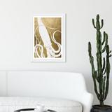 Breakwater Bay Nautical & Coastal Ink Squid Gold Marine Life - Picture Frame Painting Print on Paper in White | 19 H x 13 W x 1 D in | Wayfair