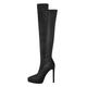 Only maker Pointed Toe Platform Boots for Women Men Pull on Thigh High Boots Sexy Stiletto High Heel Over the Knee Boots for Pom Party Long Boots Black Size 6