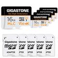 [5-Yrs Free Data Recovery][10x High Endurance] Gigastone MLC Micro SD Card 16GB 5-Pack with SD Adapter+5x Mini-case, 4K Video Recording, Security Cam, Dash Cam, Surveillance Compatible 95MB/s, U3 C10