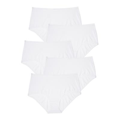 Plus Size Women's Stretch Cotton Brief 5-Pack by Comfort Choice in White Pack (Size 16) Underwear