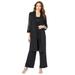 Plus Size Women's Three-Piece Lace & Sequin Duster Pant Set by Roaman's in Black (Size 26 W) Formal Evening
