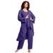 Plus Size Women's Three-Piece Beaded Pant Suit by Roaman's in Midnight Violet (Size 28 W) Sheer Jacket Formal Evening Wear