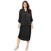 Plus Size Women's Three-Quarter Sleeve Jacket Dress Set with Button Front by Roaman's in Black (Size 14 W)