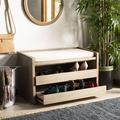 Safavieh Percy Shoe Storage Bench Linen/Wood/Upholstered/Manufactured Wood in Brown | 20.63 H x 33.8 W x 17.5 D in | Wayfair BCH6400A