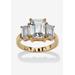 Women's Yellow Gold-Plated Simulated Emerald Cut Birthstone Ring by PalmBeach Jewelry in April (Size 7)