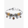 Women's Antique Silvertone Simulated Birthstone 8" Charm Bracelet by PalmBeach Jewelry in November