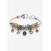 Women's Antique Silvertone Simulated Birthstone 8" Charm Bracelet by PalmBeach Jewelry in November