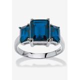 Women's Sterling Silver 3 Square Simulated Birthstone Ring by PalmBeach Jewelry in September (Size 5)