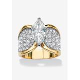 Women's Yellow Gold Plated Cubic Zirconia and Round Crystals Cocktail Ring by PalmBeach Jewelry in Gold (Size 10)