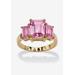 Women's Yellow Gold-Plated Simulated Emerald Cut Birthstone Ring by PalmBeach Jewelry in June (Size 6)