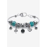 Women's Antique Silvertone Simulated Birthstone 8" Charm Bracelet by PalmBeach Jewelry in May