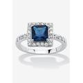 Women's Simulated Birthstone and Crystal Halo Ring in Sterling Silver by PalmBeach Jewelry in September (Size 5)