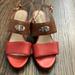 Coach Shoes | Coach Wedges Red And Tan Leather With Open Toe | Color: Red/Tan | Size: 6.5