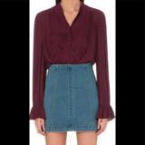 Free People Tops | Free People All Shook Up' Ruffle Blouse Xs New | Color: Red | Size: Xs