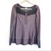 Free People Tops | Free People Crochet Henley Waffle Knit Thermal Top | Color: Gray/Purple | Size: S