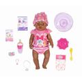 BABY born 827970 43cm w Dummy-Realistic Doll with Lifelike Functions-Soft to The Touch, Flexible Body-Eats, Sleeps, Cries & Uses The Potty-11 Accessories-Pink, Magic Girl Brown Eyes