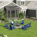 Three Posts™ Hartington 12 Piece Plastic/Resin Folding Adirondack Chair w/ Ottoman & Table Plastic/Resin/ in Blue | 35 H x 29 W x 36 D in | Wayfair