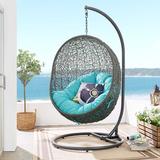 Modway Hide Outdoor Patio Swing Chair w/ Stand Polyester in Blue | 77 H x 43.5 W x 40 D in | Wayfair EEI-2273-GRY-TRQ