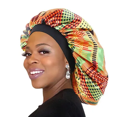 Bandeau élastique Extra Large pour femmes Bonnet en Satin Bonnet de sommeil motif africain