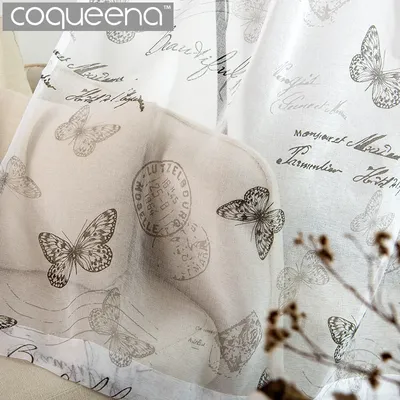 Rideaux transparents papillon Vintage en Tulle blanc pour salon chambre à coucher cuisine
