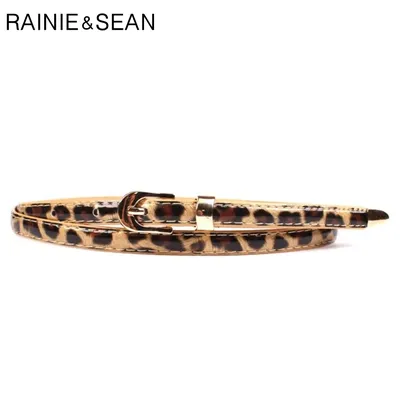 RAINIE SEAN-Ceinture fine en cuir pour femmes motif léopard mode coréenne pour robes