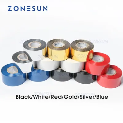 ZONESUN-Ruban Thermique pour Plastique et Papier Machine d'Impression de Date 30x100m 5 Rouleaux