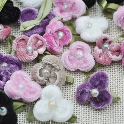 Appliques de fleurs de ruban de velours lot de poupées de mariage mélange Upick B024 20 pièces