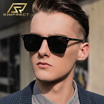 SIMPRECT Lunettes de soleil polarisées carrées pour hommes lunettes de soleil miroir créateur de