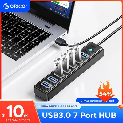 ORICO – HUB usb 3.0 avec 7 ports Extension pour ordinateur portable haute vitesse