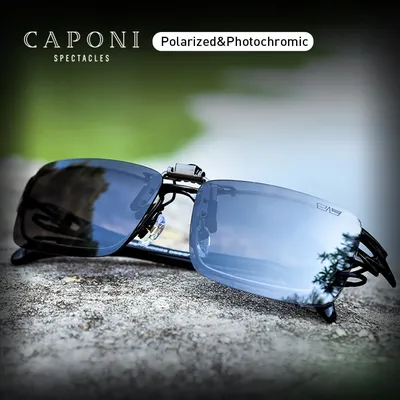 CAPONI – Clip de lunettes de soleil polarisées photochromiques pour hommes Vintage de jour et de