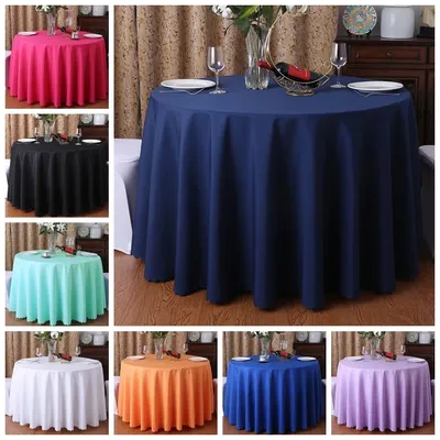 Couverture ronde de gril de table de décoration de mariage lin de polyester monochromatique fête