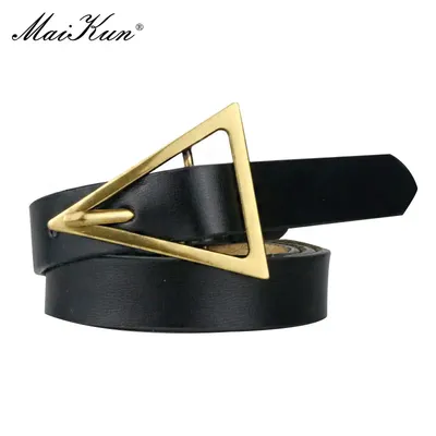 Maikun – ceinture fine en cuir véritable Vintage Triangle boucle filet rouge pantalon pour