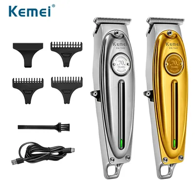 KEMEI – Tondeuse à Cheveux Électrique Sans Fil pour Homme, Rasoir Professionnel en Métal, 0mm pour