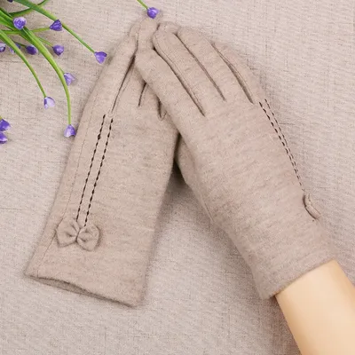 Gants d'hiver pour écran tactile pour femmes avec nœud en laine velours épais chauds pour la