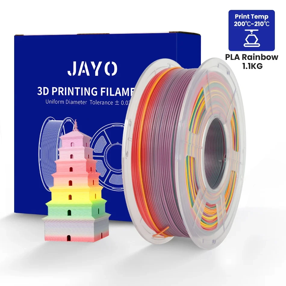 JAYO Filament 3D PLA/PETG 1.1kg 1.75mm de diamètre tolérance +/-0.02mm multicolore 100% sans bulle matériau d