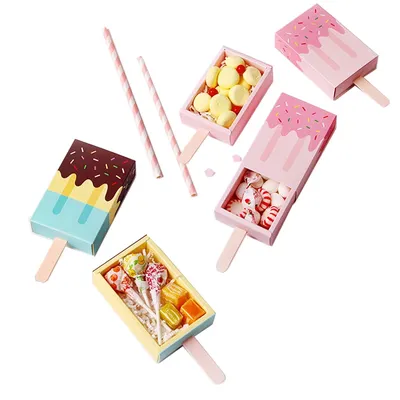 Boîtes à dragées en forme de glace 10 pièces boîte à bonbons sucreries style ice cream à offrir